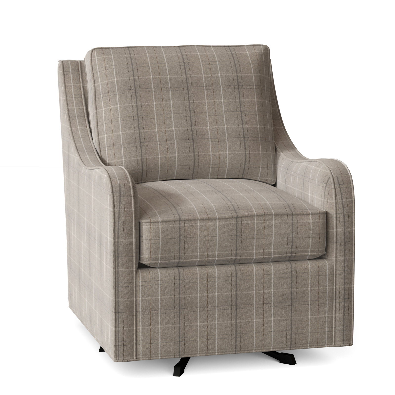 Koko Upholstered Down Filled Swivel Armchair, Taupe Plaid; 0126-73