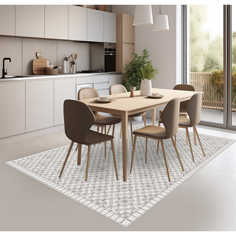 Emitt Vinyl Machine Printed Area Rug, Rectangle 5'3" x 7'10.5"