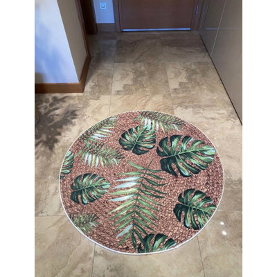 Tapis rond en coton avec envers antidérapant