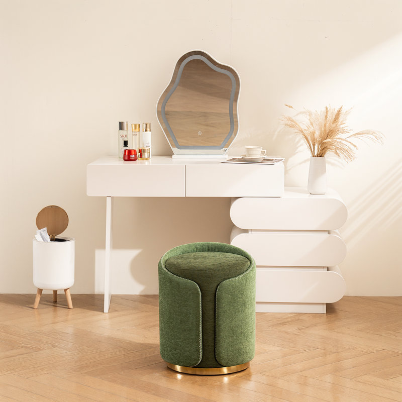 Repose-pieds avec tabouret pivotant en métal Juriana, Vert