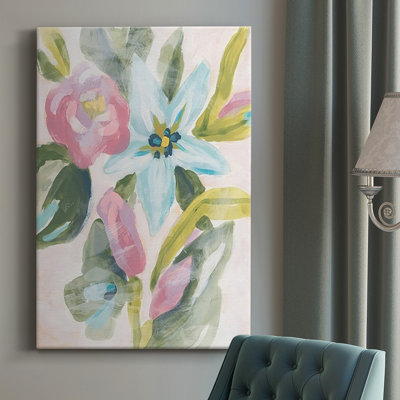 Floral Breeze Fresco I, toile tendue avec châssis de qualité supérieure - prête à être accrochée