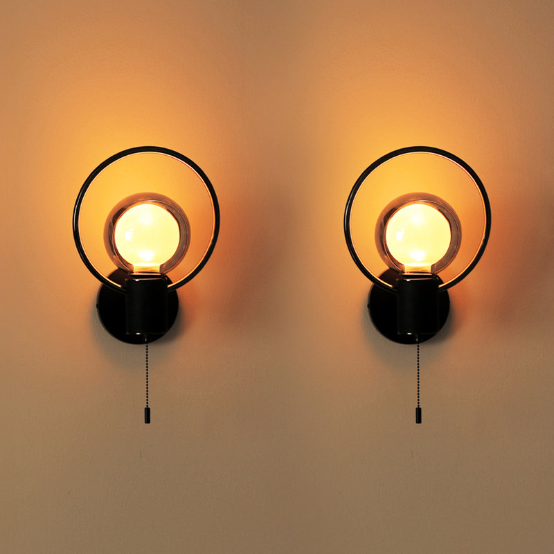 Black Wall Sconce Set of 2, Black