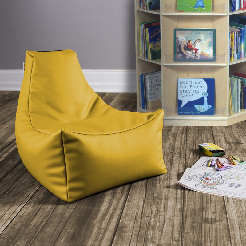 Juniper Jr Classroom Bean Bag Chair, Premium Vinyl, Yellow