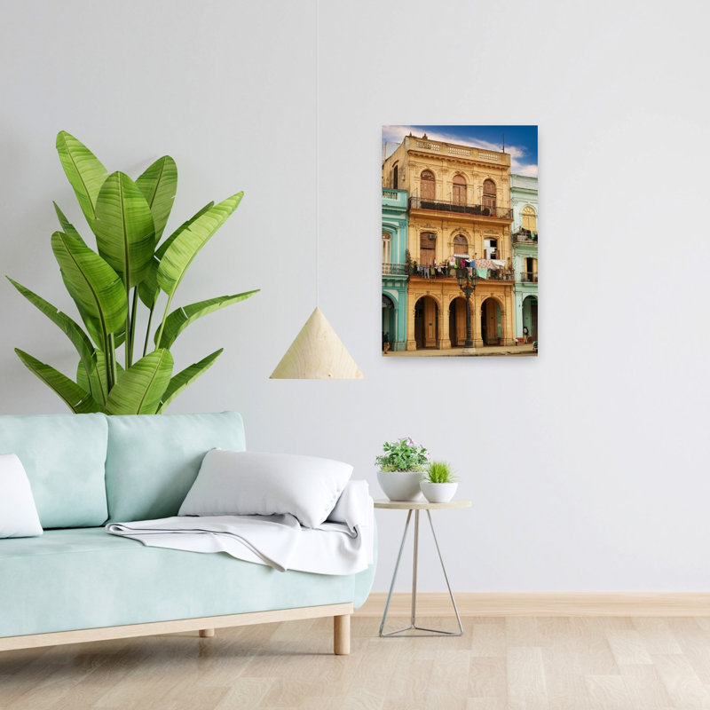 Laundry Hanging On Balcony Of Old House Havana Cuba by Denis Tremblay - Wrapped Canvas Print, 60.96 cm H x 40.64 cm W