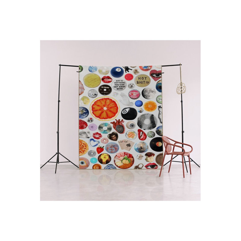 Tapis beige rétro multicolore à motifs mixtes créatifs et lavables à la machine, Rectangle 5 pi 1 po x 7 pi 7 po