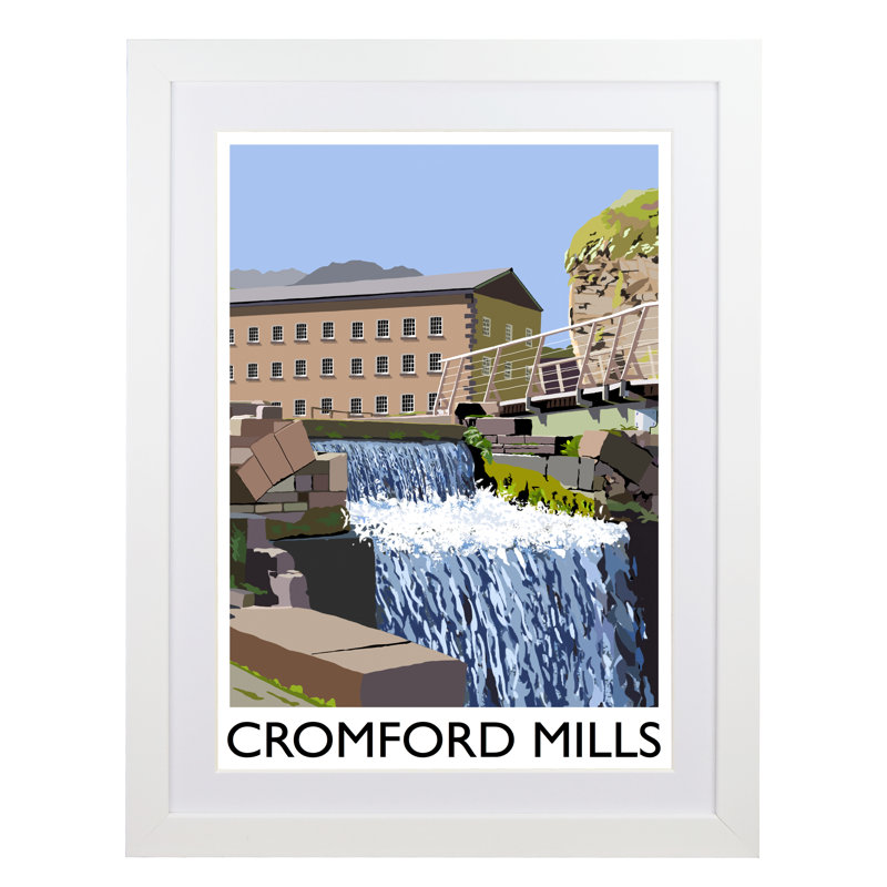 Cromford Mills by Richard O'Neil - Print, White Wood Frame, 43.5 cm H x 33.5 cm W x 2.2 cm D