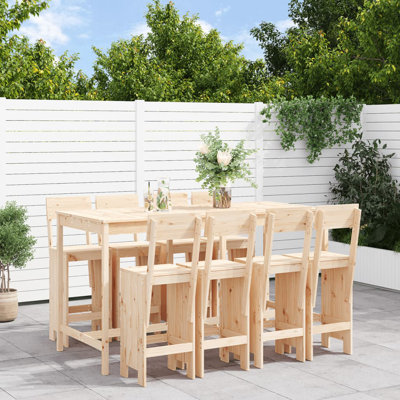 Azmira Brayden Studio Bar Set with Wood Frame and Solid Wood Outer Material