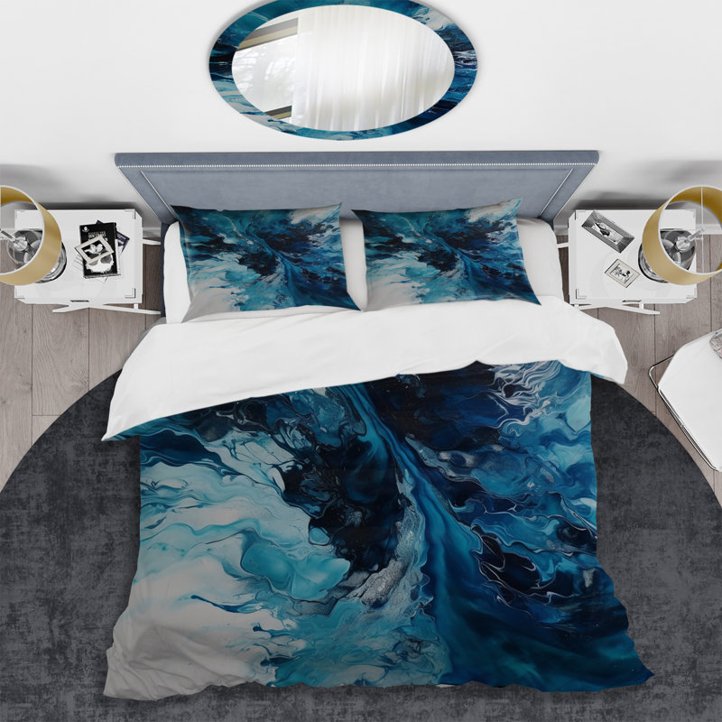 Ensemble de housse de couette en microfibre / polyester bleu sarcelle et noir Aims Whimsy I