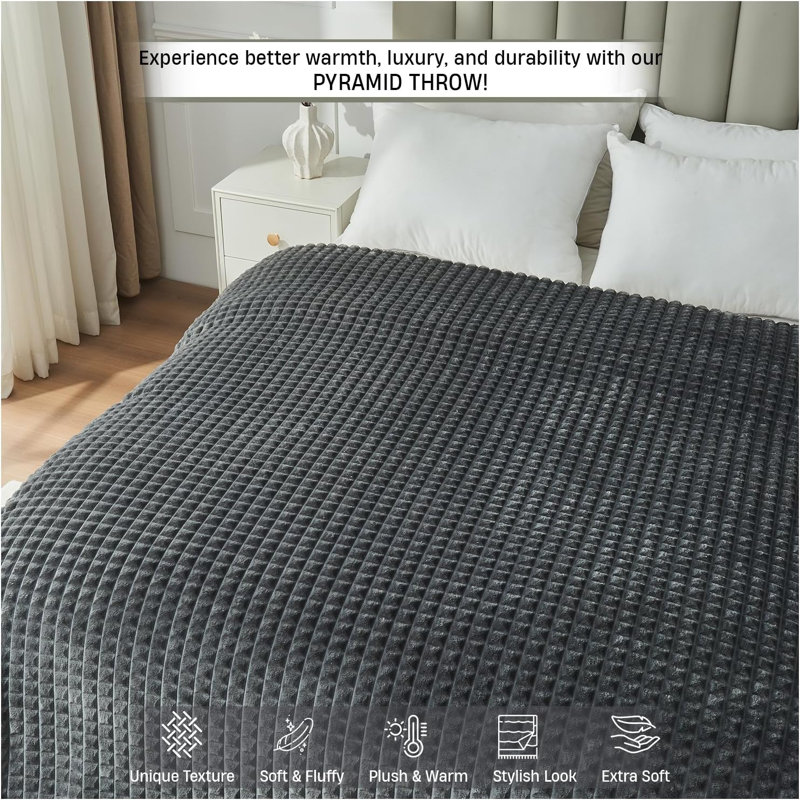 Premium Throw Blanket Soft Plush Warm Cosy Lightweight Decorative Blanket for Sofa Couch Bed Living Room Bedroom All Season Use