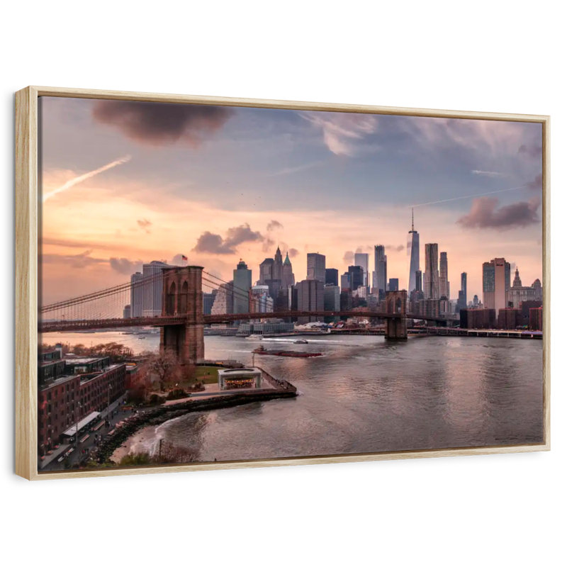 Brooklyn Dusk, Cadre flottant en bois naturel, 46 po x 31 po