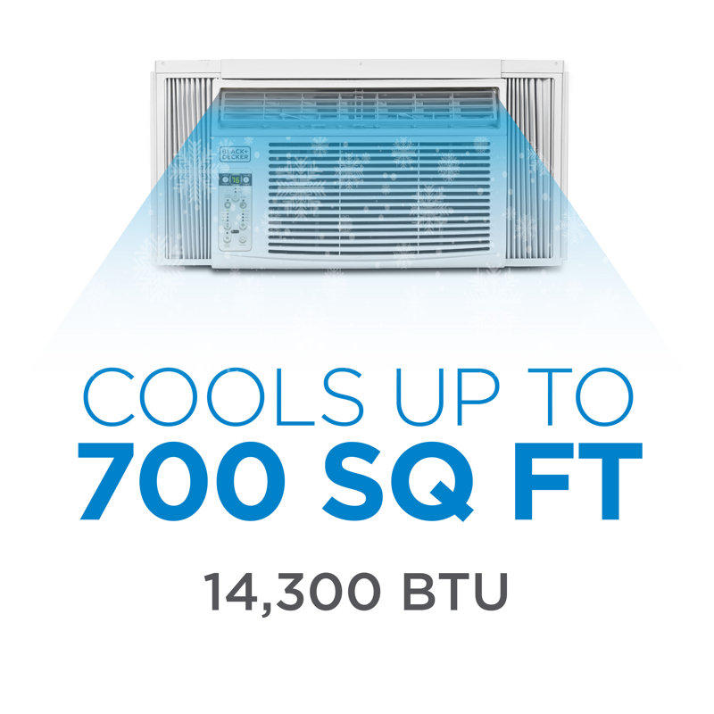 BDWT6 Series BLACK+DECKER Window Air Conditioner 14300 BTU, AC Window Unit Cools Up to 700 Square Feet, Window AC Unit with Remote Control, White