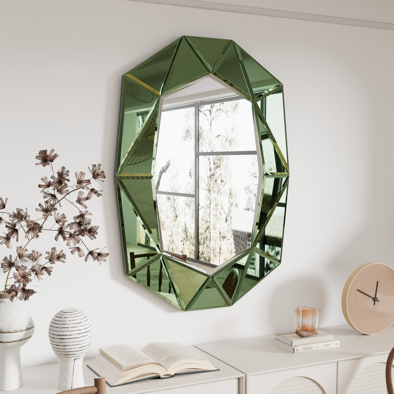 Mulat Glass Oval Mirror, Green