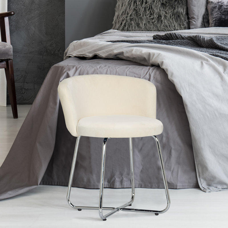 Tabouret de coiffeuse Kylen, Blanc cassé