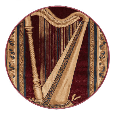 Washable Harp Music Area Rug