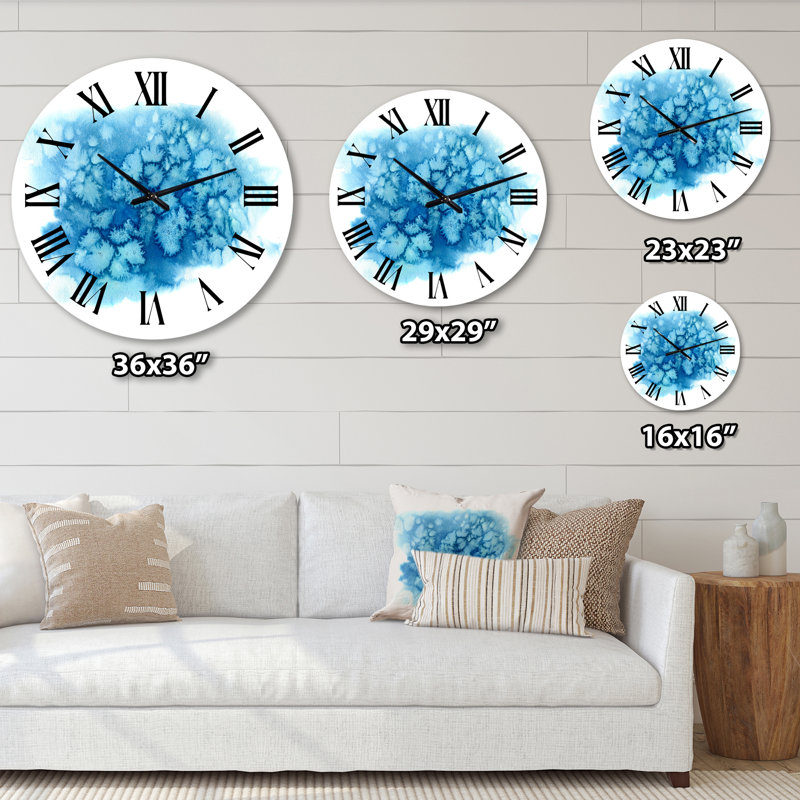 Blue Turquoise Cloud Abstract - horloge murale moderne, Petit