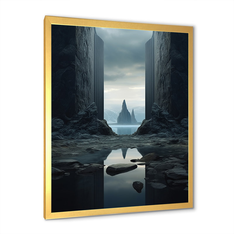 «Mind-Blowing», art mural surréalisme, Cadre photo doré simple, H 20 po x l 12 po x P 1 po