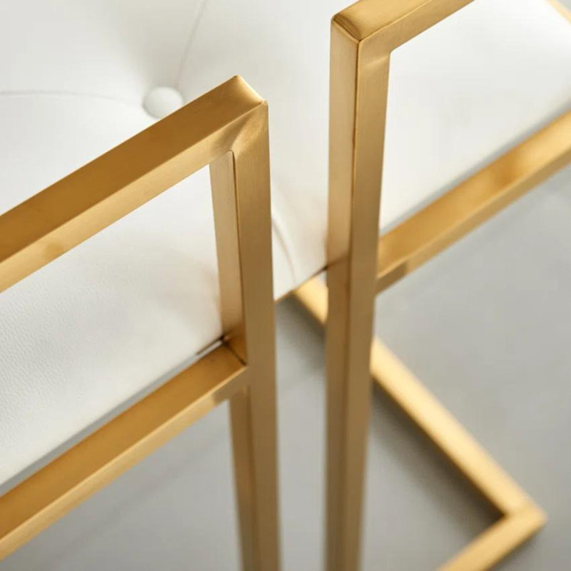 Ive Upholstered Counter Stool with Metal Frame, White/Gold