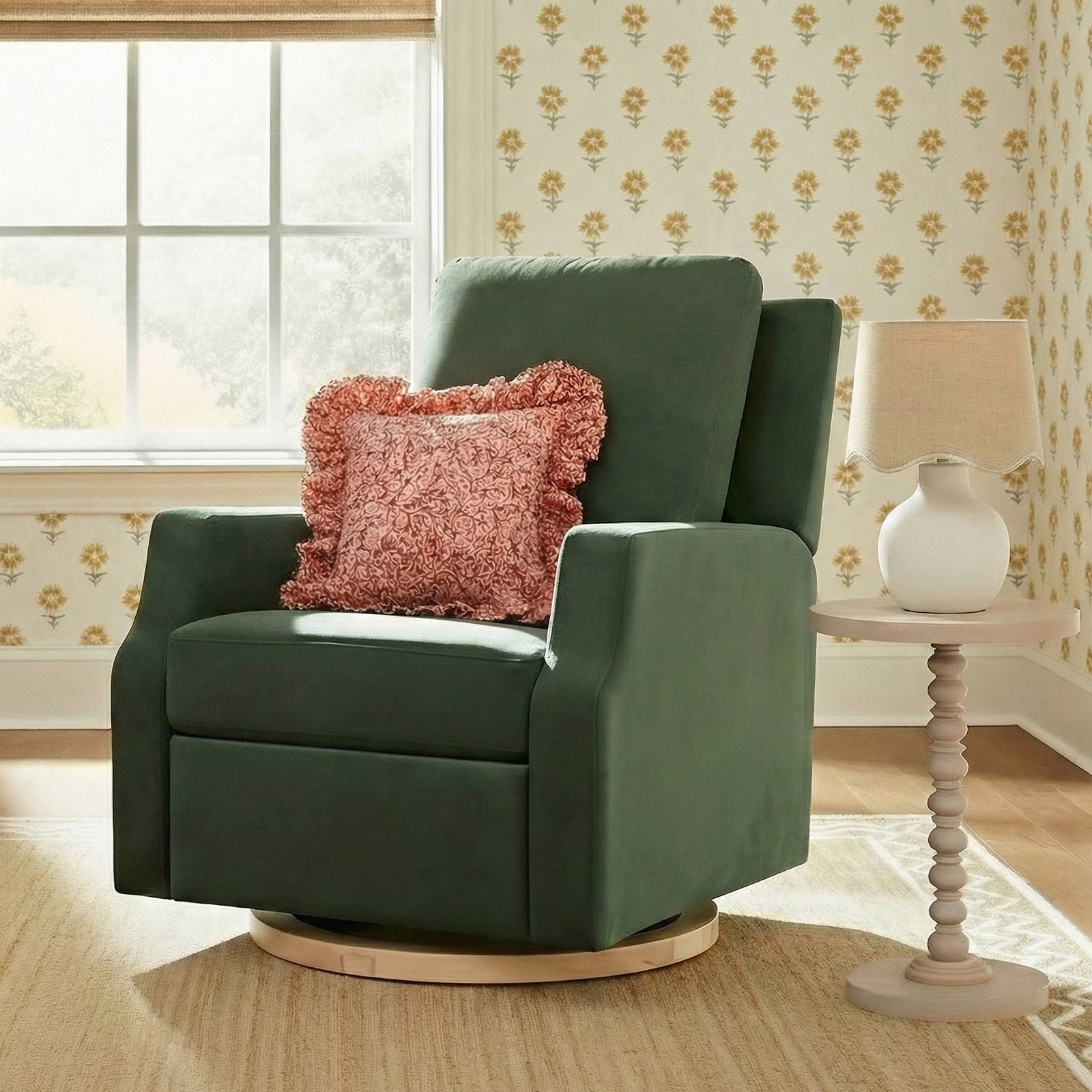 Crewe Swivel Glider, Forest Green Velvet