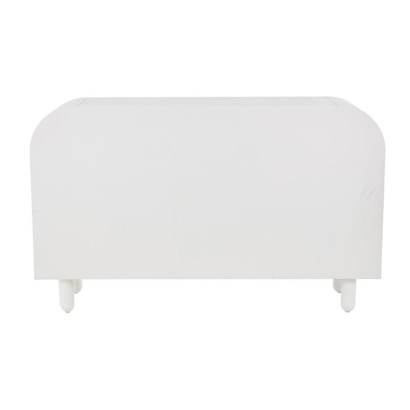 Wooden Handmade 2 Drawer Living Room White Console Table With Silver Knobs