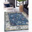 Tapis bleu en laine noué à la main 8 pi x 10 pi Mahal