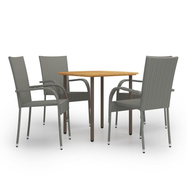 Rosalind Wheeler 5 Piece Garden Dining Set Poly Rattan Brown | Wayfair ...