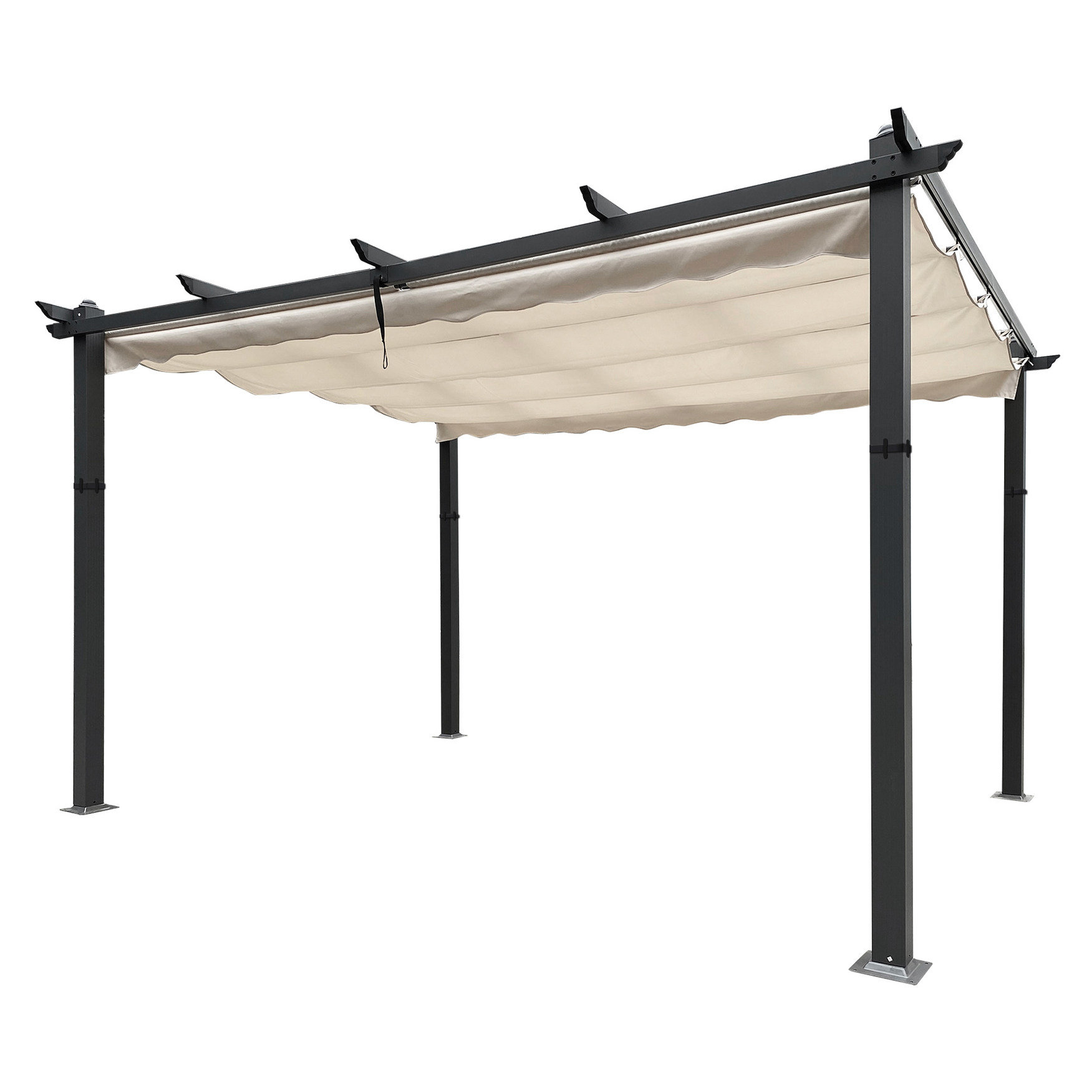 Hokku Designs 13x10 Ft Outdoor Pergola With Adjustable Canopy - Sun ...