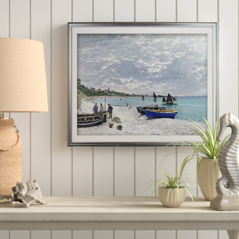 « the beach » par claude monet, impression, Noir, H 26 po x l 36 po x P 1,5 po
