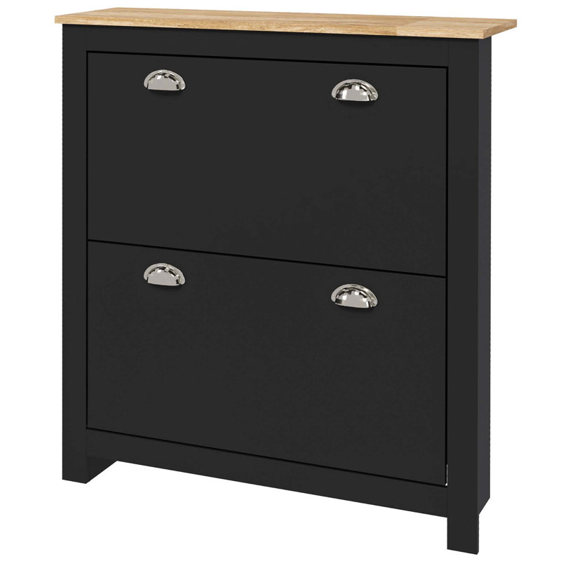 12 Pair Flip Down Shoe Storage, Black