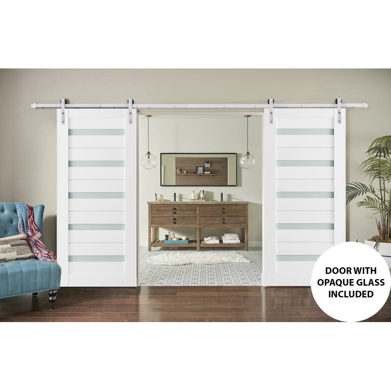 Portes de grange en bois givré Quadro, 56 po x 84 po