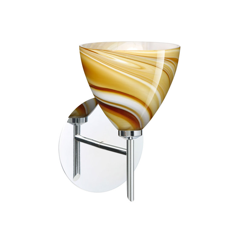 Mia Armed Sconce, Honey, Chrome, Incandescent