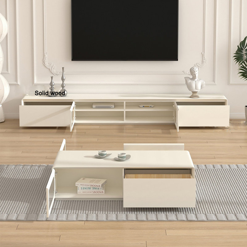 Meuble télé en bois massif table basse minimal