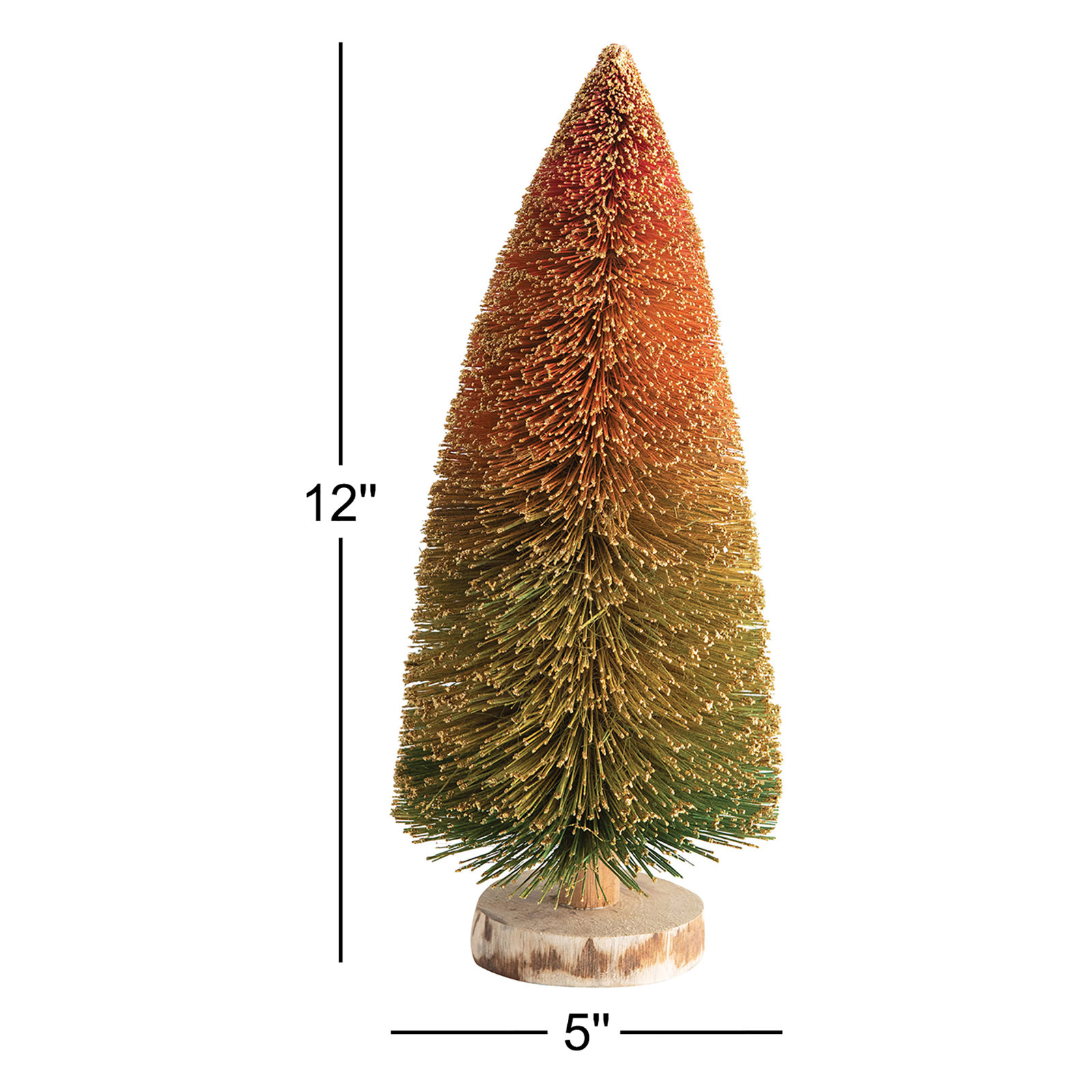 Christmas Tabletop Tree, Green/Orange, 12" H x 5" W x 5" D