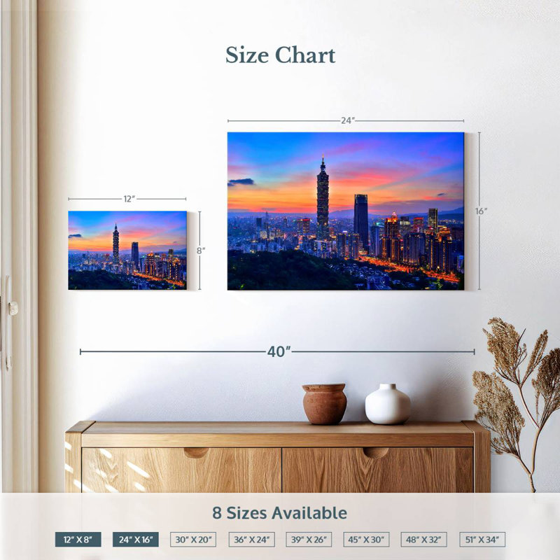 Sireci Sunset Over Taipei, 16" H x 24" W