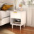 22.83 Inch High White Modern Bedside Table, Single Drawer Open Shelf With Gold Accent Handle