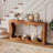 63" Farmhouse Console Table with 2-Tier Storage, Narrow Entryway and Sofa Table, Rustic Brown Wood Accent Table-1196096506