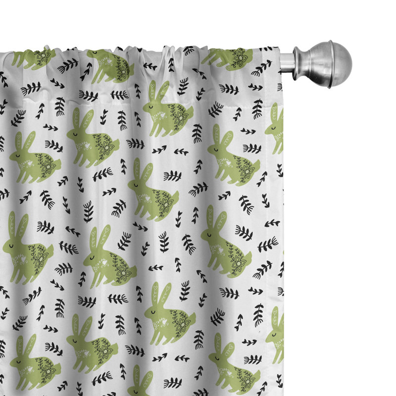 Rabbit Floral Semi-Sheer Rod Pocket Curtain Panels, 28" x 95"