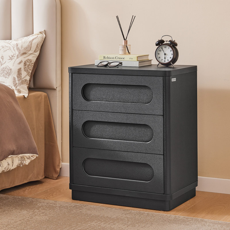 3-drawer Nightstand, 21.7'' W Nightstand, Bedside Table With Storage Drawers, Handleless End Side Table And Safe Round Corner Design For Bedroom, Living Room,dressing Room