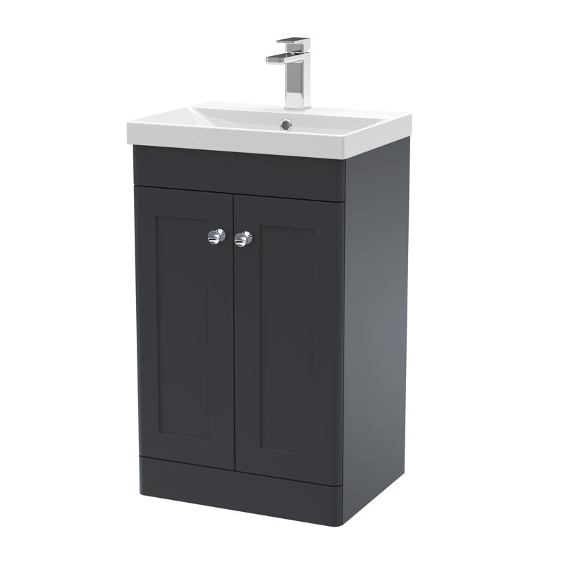 Classique 510mm Single Bathroom Vanity with Drop In Basin, Satin Anthracite