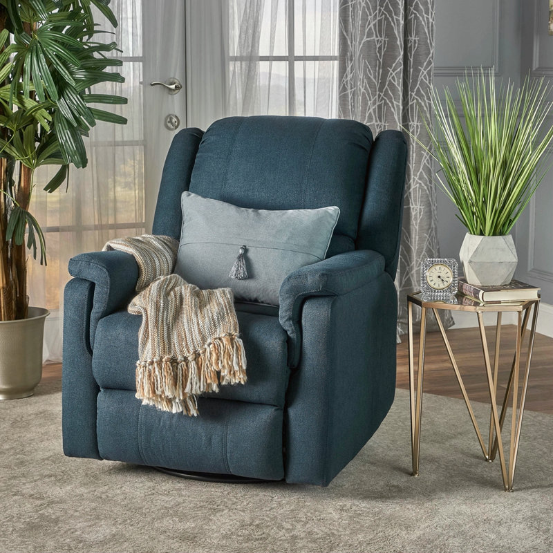 Fauteuil inclinable oscillant avec pivot, Tissu marine