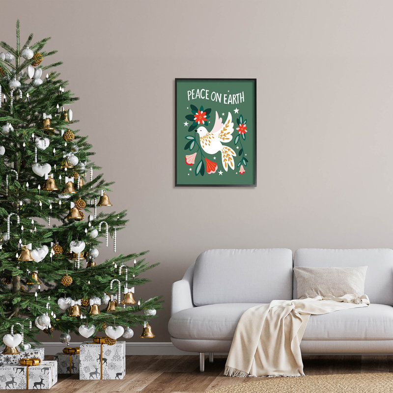 Paix sur terre, floral at-187, Giclée encadrée noir minuit, H 30 po x l 24 po x P 1,5 po