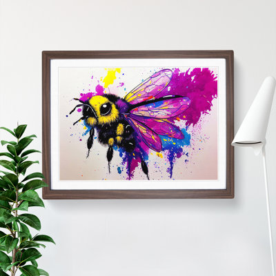 Bumble Bee Splash Abstract - Framed Print