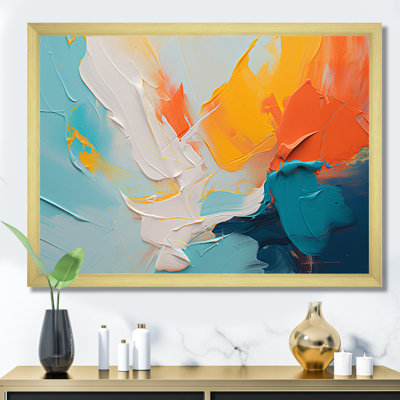 «Blue and Orange Paint Expression 2», art mural abstrait