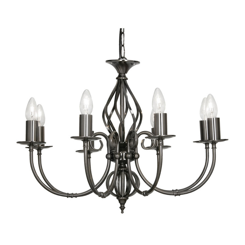 Bonifacio 8 - Light Candle Style Chandelier, Antique Silver