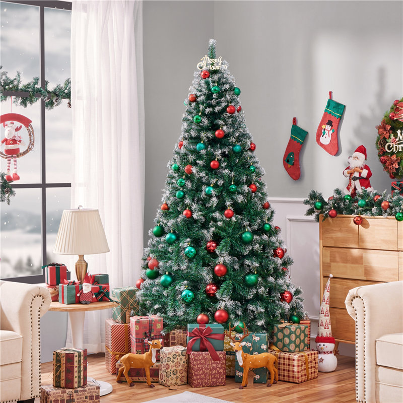 Green Spruce Flocked/Frosted Christmas Tree, 7ft