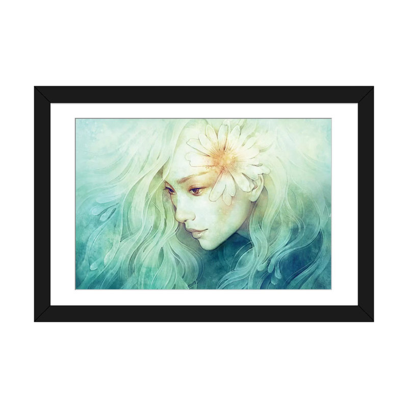 Avril, reproduction d’art sur toile tendue, H 24 po x l 32 po x P 1 po, Papier avec cadre noir, Blanc