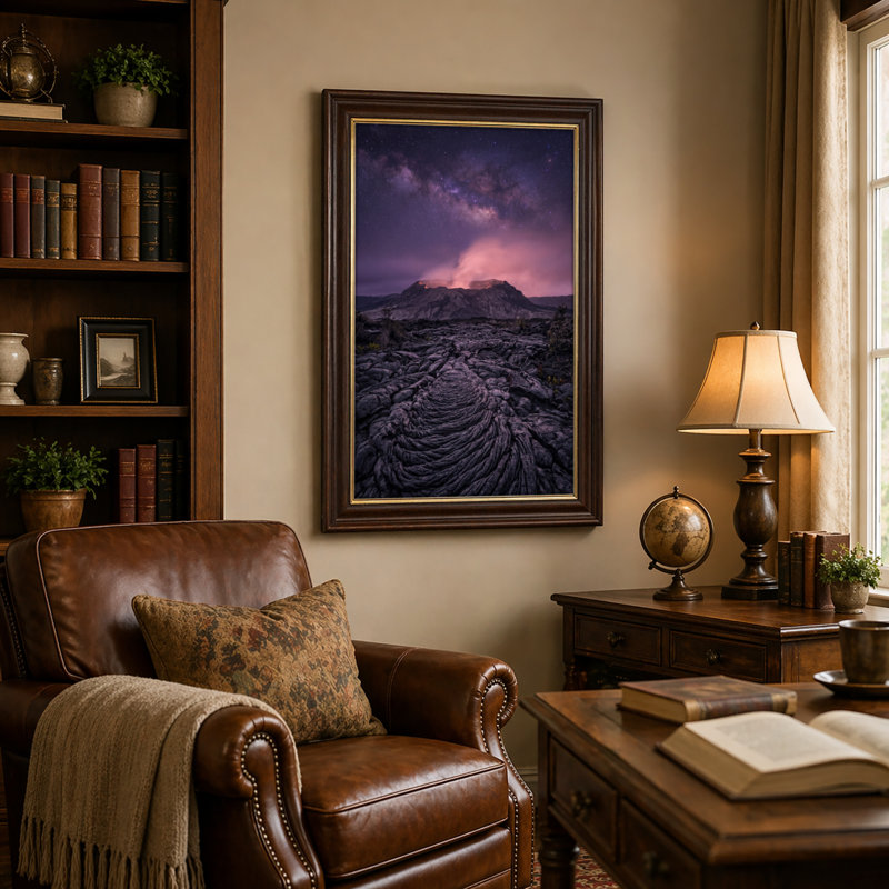 Art mural antique sur toile encadré doré pour le salon, la chambre à coucher, le bureau ou le vestibule - Décoration murale décorative avec ciel étoilé
