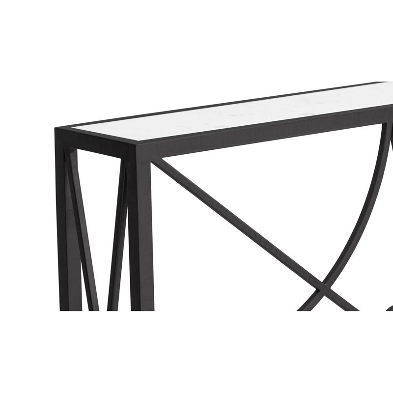 37" Console Table, Carrera Marble, Flat Black