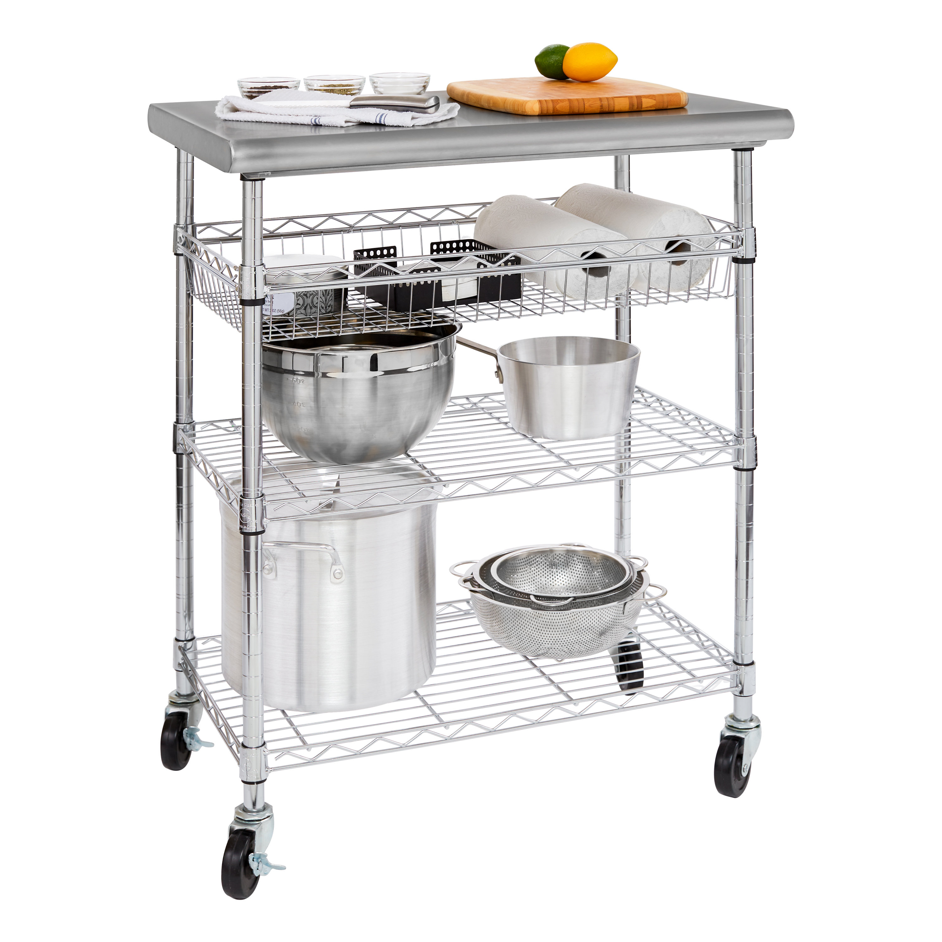 Seville Classics NSF-Certified Stainless Steel Kitchen Island Cart on ...