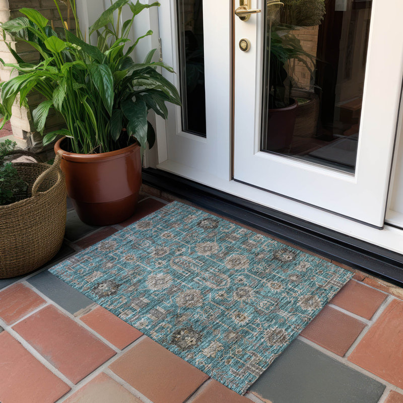 Myda Flatweave Washable Oriental Indoor / Outdoor Rug, Rectangle 1'8" x 2'6"