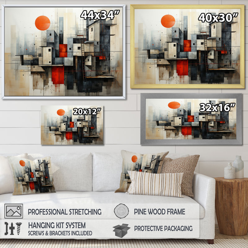 Abstract Architectures II - reproduction, H 16 po x l 32 po x P 1 po, Cadre flottant doré